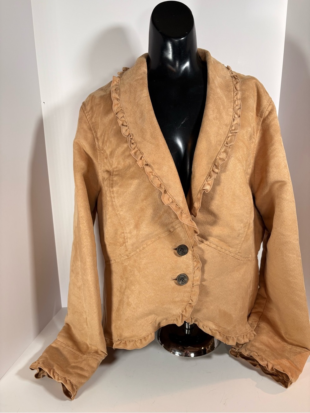 Faded Glory Tan Ruffle-Trim Blazer